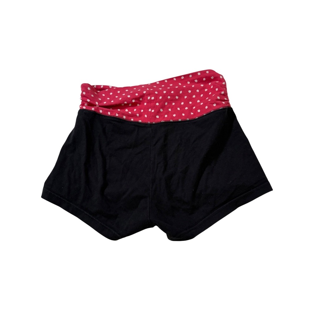 Aerie Slim Gym Short S Black Red Polka Dot Foldover Waist Athleisure Yoga Y2K - Picture 2 of 6